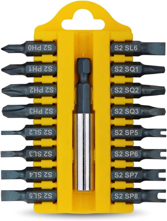 TOYOTERU 17 Piece S2 Screw Driving Bit Set for all driving (C๏ผ|Phillips๏ผFlathead๏ผU-type๏ผSquare Bits