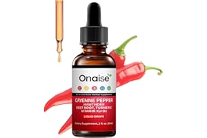 ONAISE Cayenne Pepper Drops, Supplement Drops with Hawthorn Berry, Vitamin D3 K2, Ceylon Cinnamon, Turmeric Curcumin, Berberine Extract Supports Heart Health,Metabolism & Circulation (1PCS)