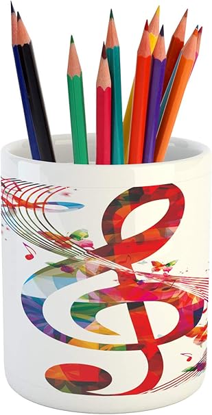 Amazon Com Ambesonne Music Pencil Pen Holder Artwork With