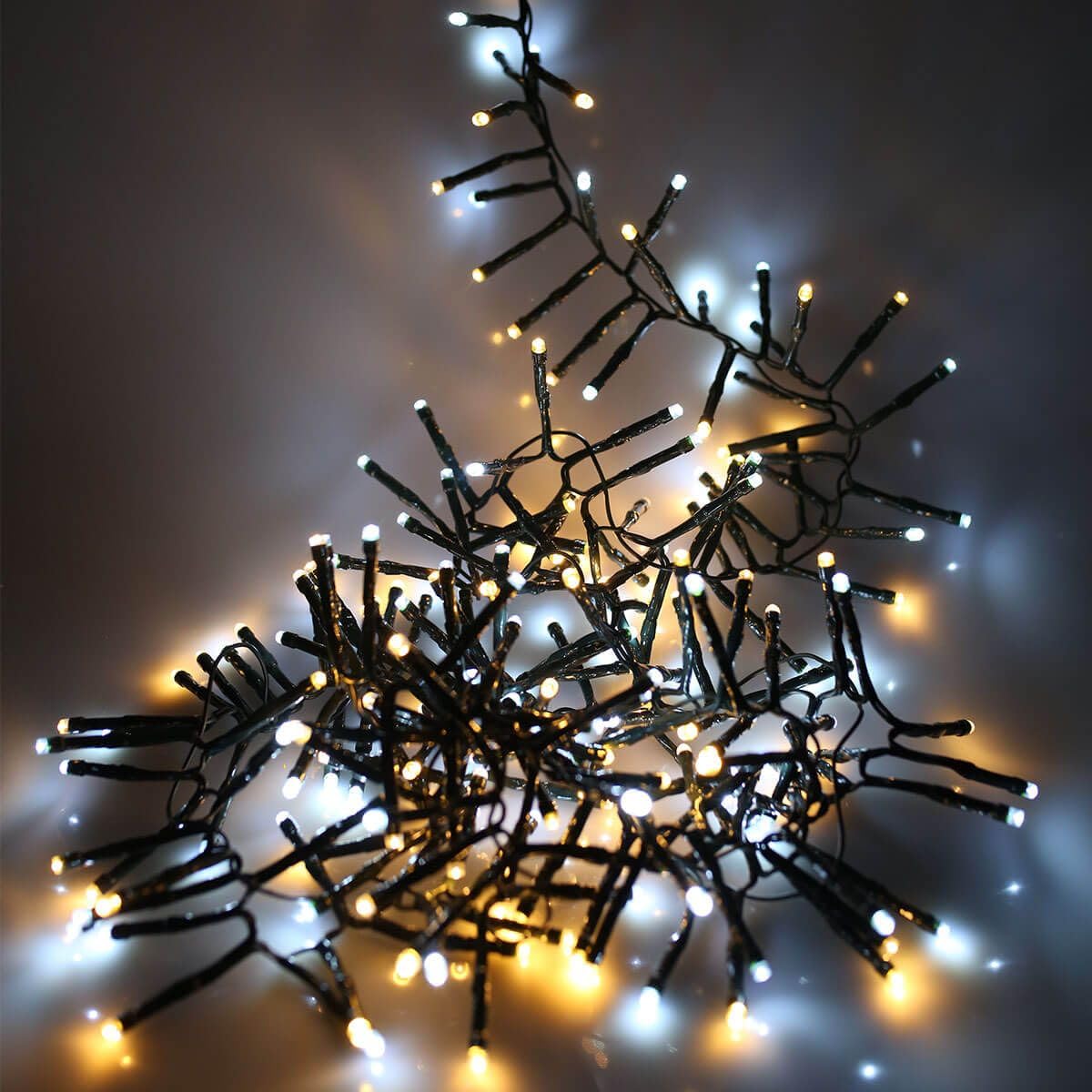 SHATCHI 480 Christmas Tree Cluster Lights Multifunction 8 Light Modes, Timer Green Cable Indoor/Outdoor Low Voltage Holiday Home Decorations, Warm and Cool White