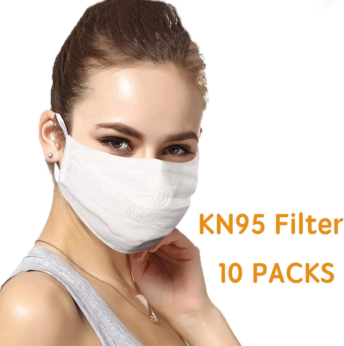 N95 Filter Safety Masks, Face Mask for Dust and PM2.5 Respirator Protection and Personal Health, 10 Packs