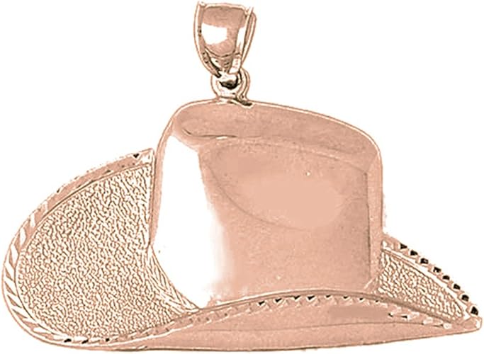 14K Rose Gold Large Cowboy Hat Pendant 35 mm Amazon.co.uk Jewellery