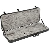Fender Deluxe Molded Guitar Case for Stratocaster and Telecaster Electric Guitars, Military-Grade ABS Hard Shell with TSA Lock, Custom Foam Interior, Protective Travel Case, Black