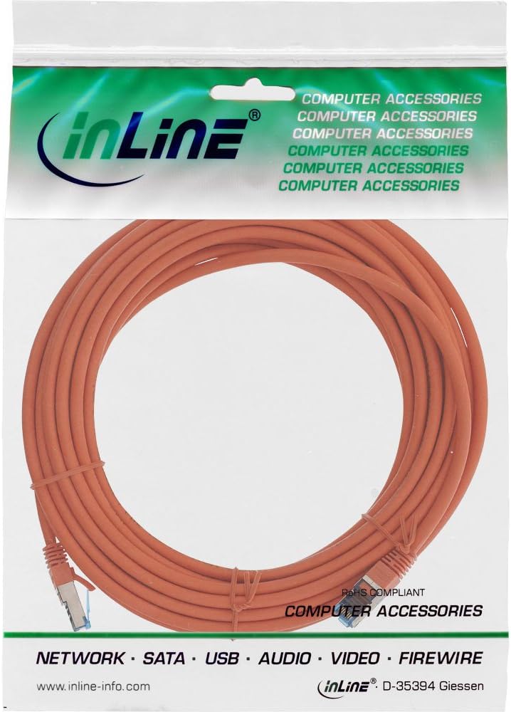 InLine® Patch Cable S/FTP (PiMf), Cat.6A, 500MHz, Halogen-, Copper, Orange, 20 m - Image 3