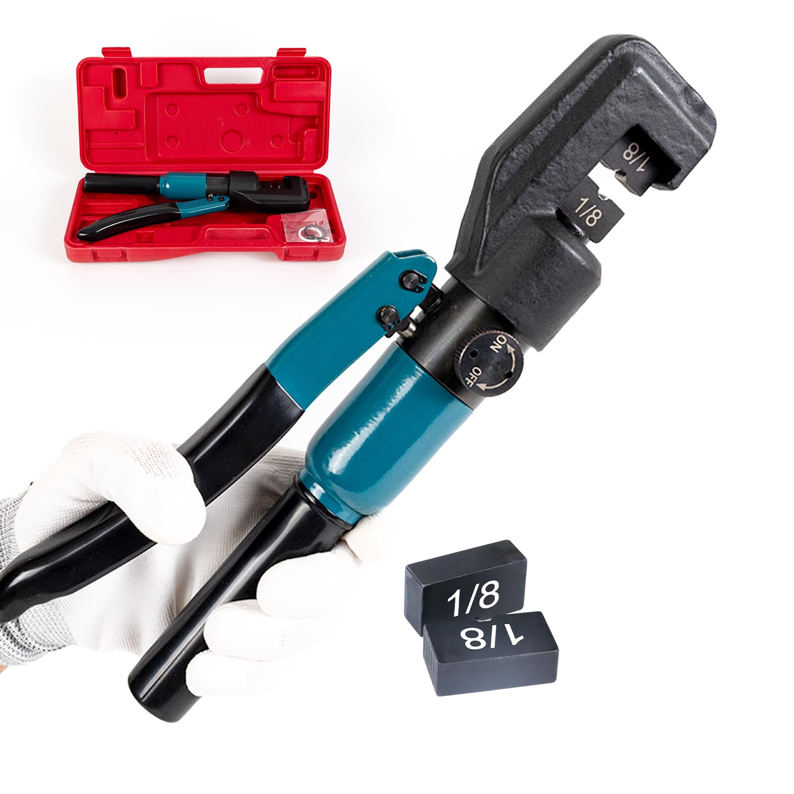 Photo 1 of Muzata Custom Cable Railing Crimping Tool Hydraulic Crimper Hydraulic Crimping Tool for 1/8" Stainless Steel Cable Railing Kit Wire Rope Swaging Kit with Spare Dies CR09