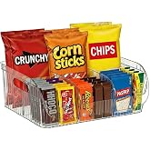 Wenscis Large Snack Organizer for Countertop, Clear Snack Storage Bin | 13.7"&times;9.3"&times;6" for Kitchen Pantry, 6 Compartment Plastic Snack Bar with Dividers for Cabinet, Chip Packet Holder for Office