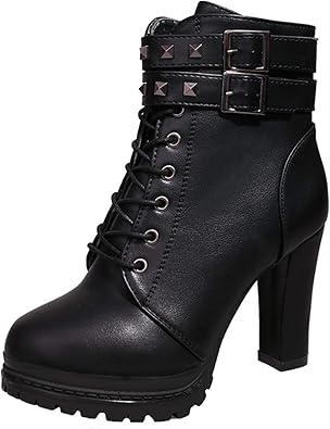 Amazon 厚底ブーツ ショートブーツ 編み上げ レディース 婦人