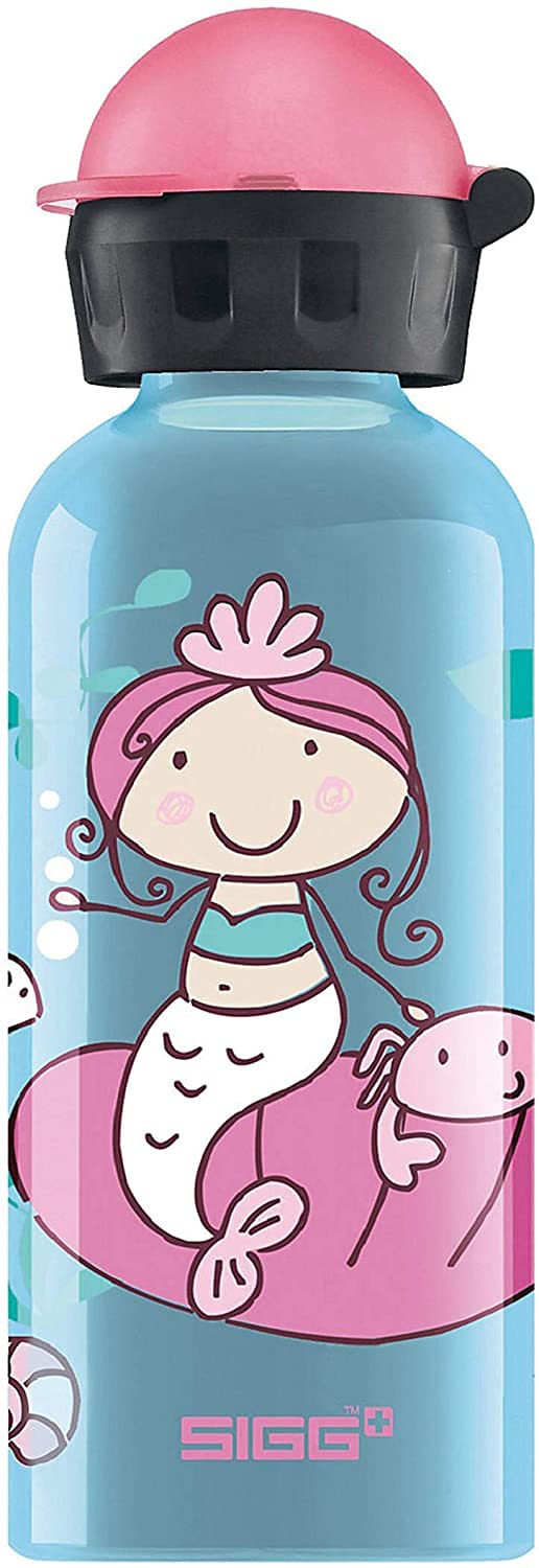 Sigg Mermaid and Friend Children's Drinking Bottle (0.4 L), BPA-free Kids Water Bottle with Non-spill Lid, Lightweight Children's Bottle Made of Aluminium