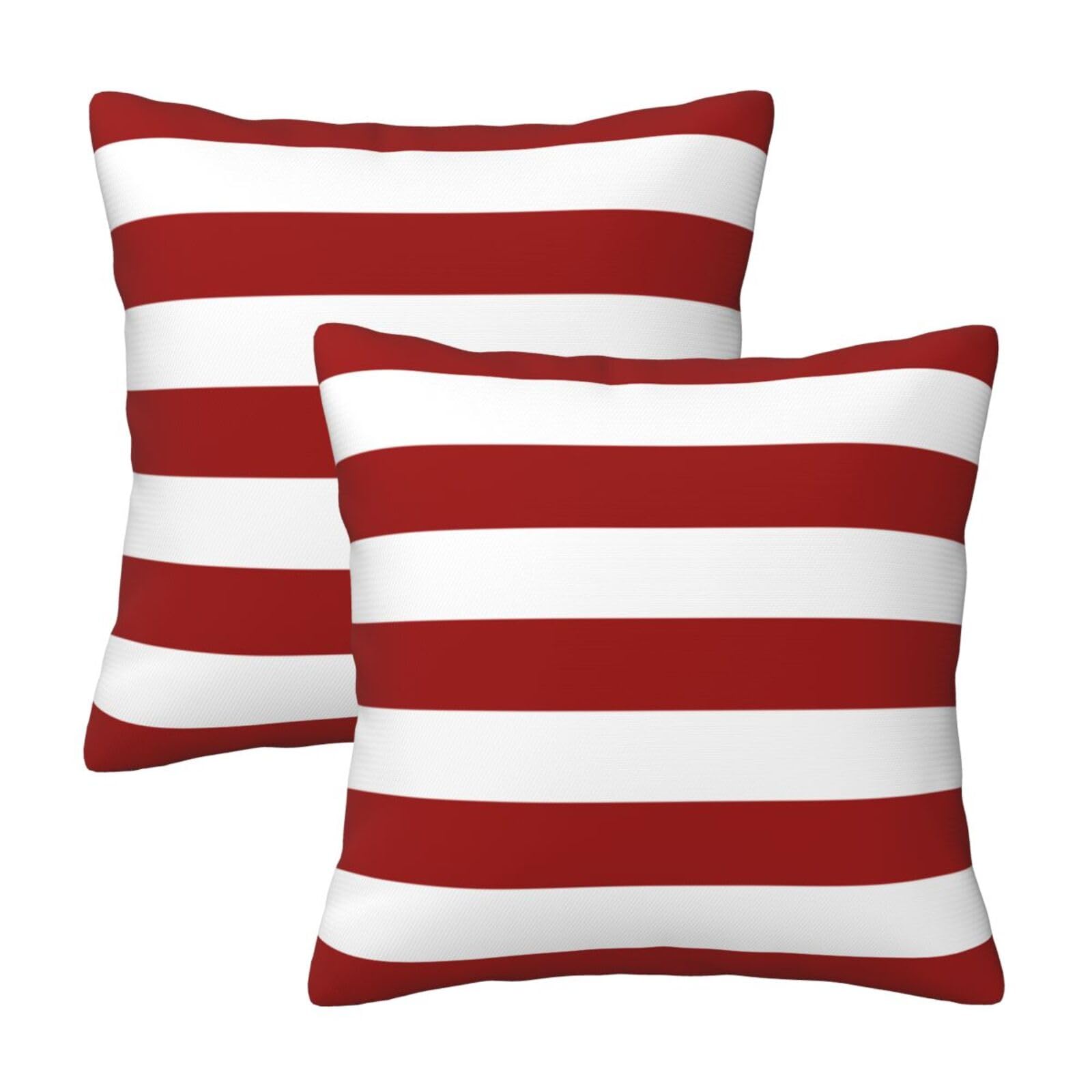 View 1 of *Dirty item* Red and White Stripes Throw Pillow Cover 20X20 in Set of 2 Cushion Farmhouse Pillow Covers Soft Pillow Cases Home Decor for Couch Sofa Living Room Bedroom Outdoor