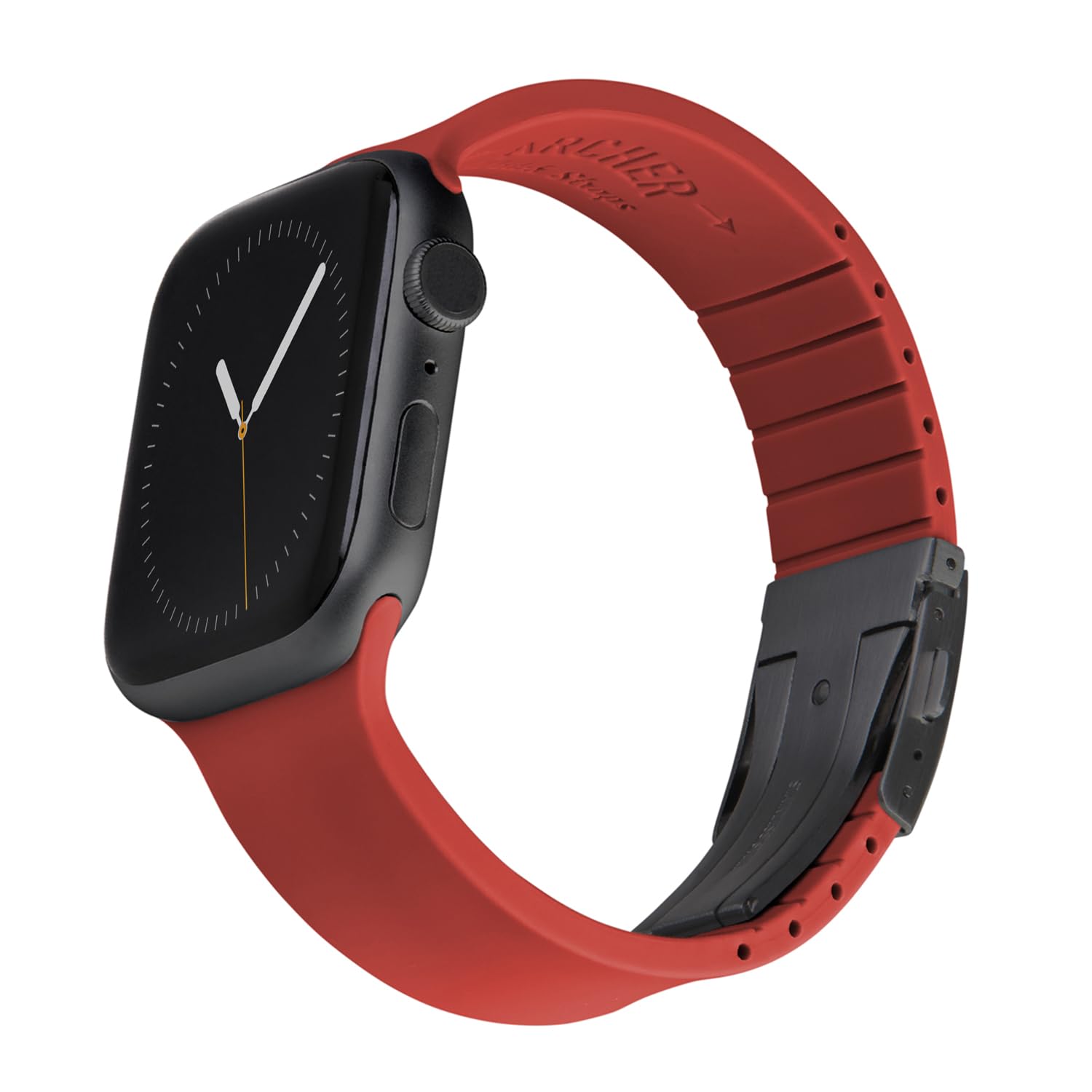 Archer Watch Straps - Custom Fit Silicone Straps for Apple Watch (Venetian Red, Gray Clasp, 44/45/46/49mm) โ image 1