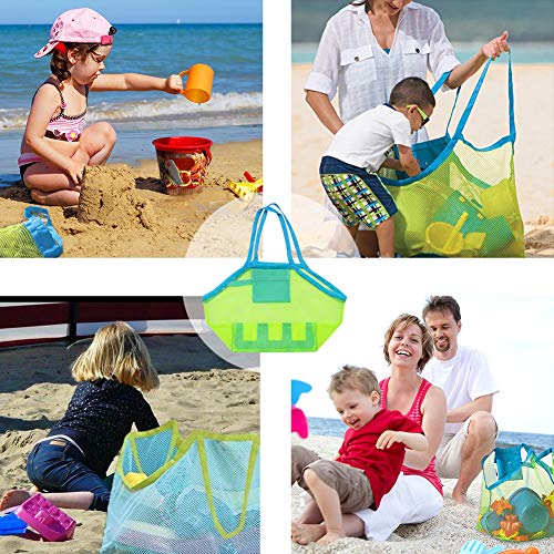Yingyi Beach Mesh Tote Bag Beach Toys Organizer Storage Bags Sand Away Bag Beach Toy Tote Beach Toy Bag for Kids Mesh Beach Bag for Toys Beach Storage Pool Boat - Thumbnail 2