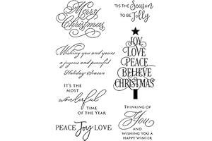 LDCRE Merry Christmas Blessing Words Clear Stamps,Graceful Handwriting Tree Album Decorative Silicon Stamp Crafts,Clear Stamps for Card Making Decoration DIY Scrapbooking