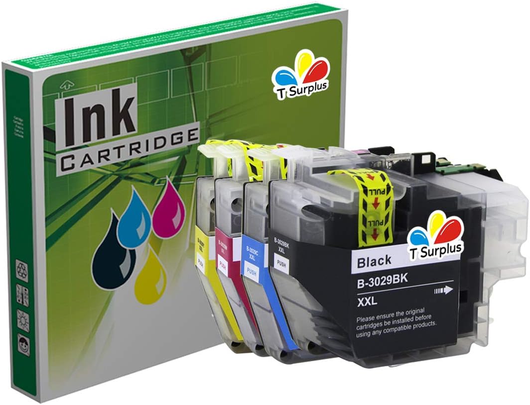 Toner Surplus Compatible Ink Cartridge Replacement for Brother-LC-3029 LC-302 (1 Black, 1 Yellow, 1 Magenta, 1 Cyan) 4 PK