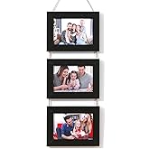 Gmllary 4x6 Wall Hanging Picture Frames, Black 3 Opening Collage Photo Frames.