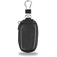 Amiss Car Key Case, Universal Key Fob Cover Case, Key Fob Protector, Genuine Leather Car Smart Key Chain Keychain Holder Metal Hook and Keyring Zipper Bag for Remote Key Fob - Black
