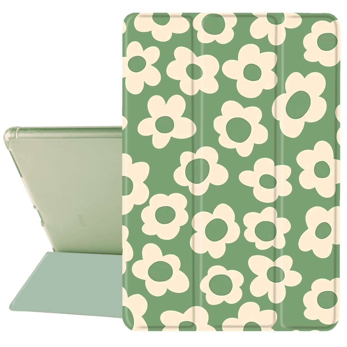 MAYCARI Cute Green Flower Case for iPad mini 6, 8.3 inch with Pencil Holder, Auto Sleep/Wake, Soft TPU Back Protective Case — image 1