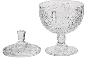 SWOOMEY Glass Candy Jar with Lid - Decorative Apothecary Jar - Vintage Glass Canister for Candy Buffet - Footed Container for