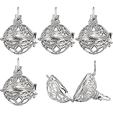 SUNNYCLUE 10Pcs Pendant Stone Holder Ball Cage Charms Filigree Cage Aromatherapy Essential Oils Diffuser Brass Locket Charms Hollow Chime Ball Pendants for Jewelry Making