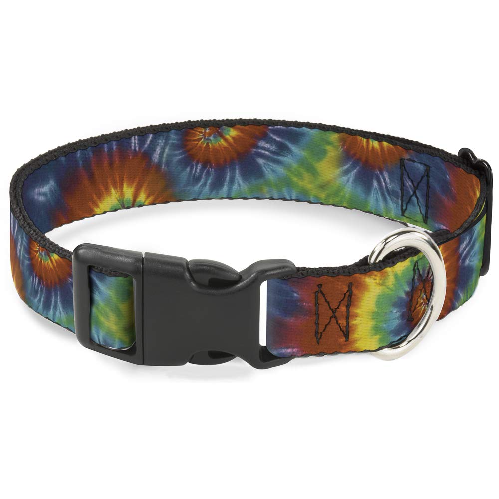 Buckle Down Plastic Clip Collar - Tie Dye Swirl Multi Color - 1" Wide - Fits 15-26" Neck - Large — image 1