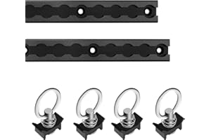 SALUINOKI 24" L-Track Rail Tie Down System Black, Truck Bed Rail System with L-Track Single Stud O-Ring Fittings, Aluminum LT