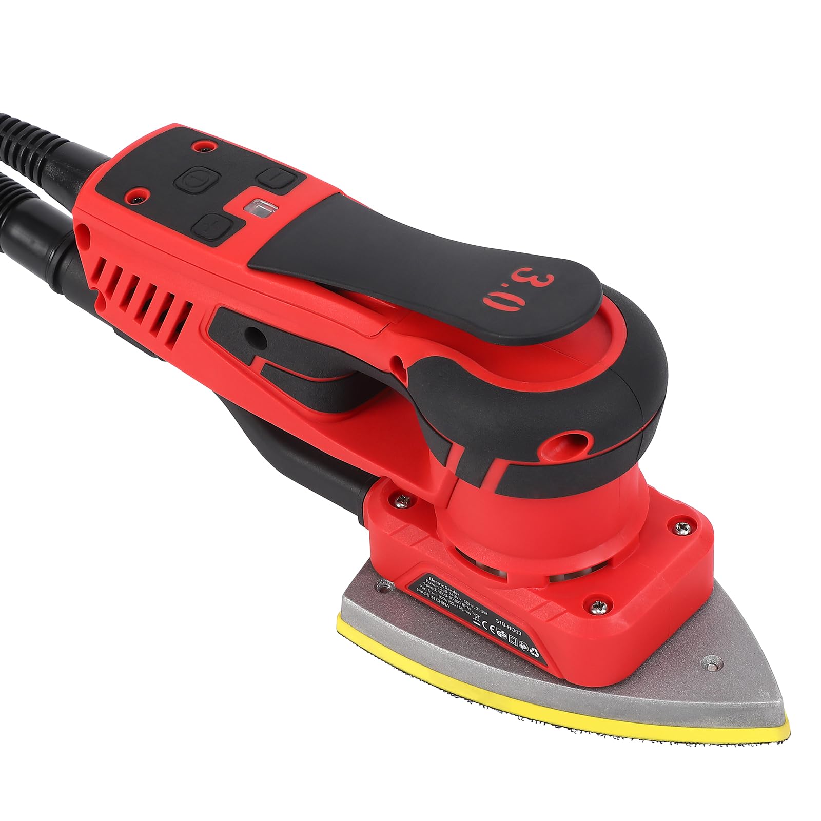 PioneerWorks Detail Sander, Brushless Motor Orbital Sander,Powerful 350W,10000 OPM, for Woodworking, Polishing,Carpentry,with 12 Sanding Paper