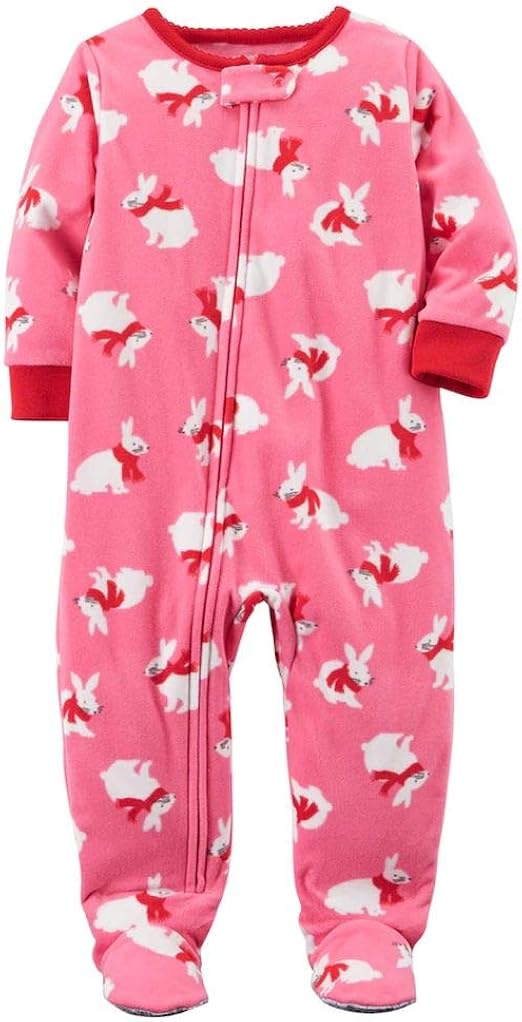 Carter's Little Girl's Pink Fleece Bunny Footed Pajama