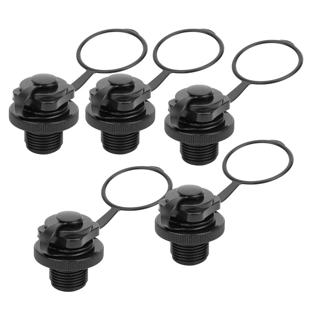 SUNGOOYUE 5pcs Air Valve Inflatable Boat Spiral Air Plugs for Rubber Dinghy Raft Kayak Pool Boat Airbeds,Black (Black)