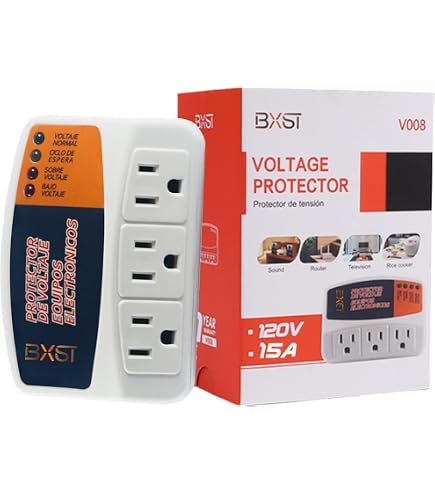 BXST Plug-in Voltage Protector - 3 Outlet Surge Protector For Refrigerator, TV, PC (120V 1800W) 6 thumbnail image
