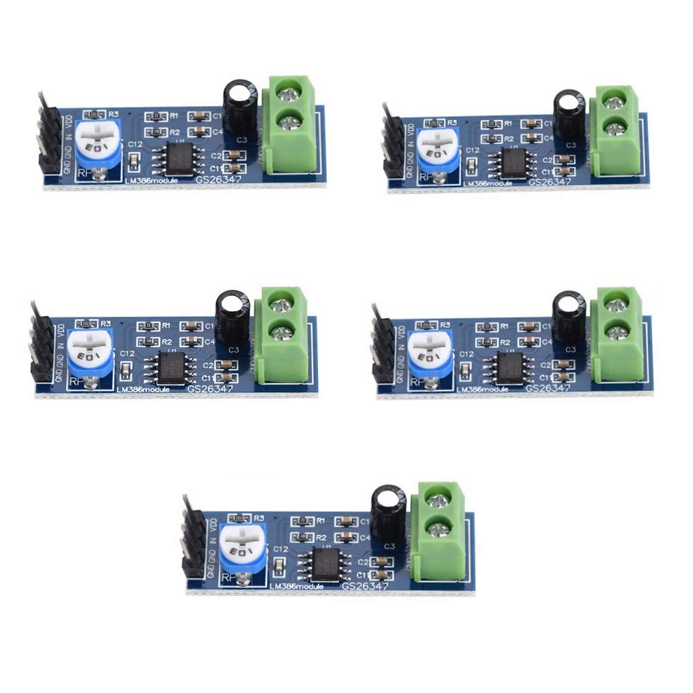 iHaospace 5 Pcs LM386 Audio Power Amplifier Module 200 Gain 10K Adjustable Resistance