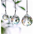 H&D HYALINE & DORA Set of 3 Clear Crystal Ball Includes 20/30/40mm Faceted Prism Balls Suncatcher for Ceiling Lighting Chandelier Hanging Decorating