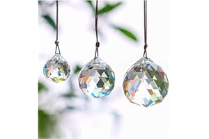 H&D HYALINE & DORA Set of 3 Clear Crystal Ball Includes 20/30/40mm Faceted Prism Balls Suncatcher for Ceiling Lighting Chandelier Hanging Decorating