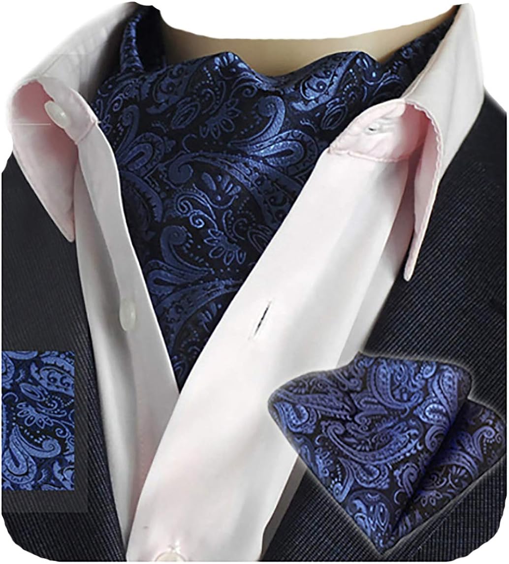 GUSLESON Men's Ascot Paisley Floral Jacquard Woven Gift Cravat Tie and