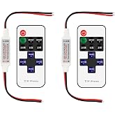 RGBZONE RF Wireless LED Controller Single Color Strip Dimmer Remote 2 Pack | 8 Dynamic Lighting Modes, Brightness Preset &amp; Stepless Adjustment, Long RF Wireless Control for 5050 3528 LED Strips, DC5-24V