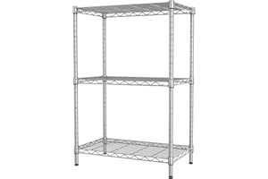 SINGAYE 3 Shelves Storage Shelves Wire Shelving Unit Adjustable Storage Shelving Shelves for Laundry Bathroom Kitchen Office Pantry Room, 21.26”W x 11.41”D x 22.83”H (Silver)