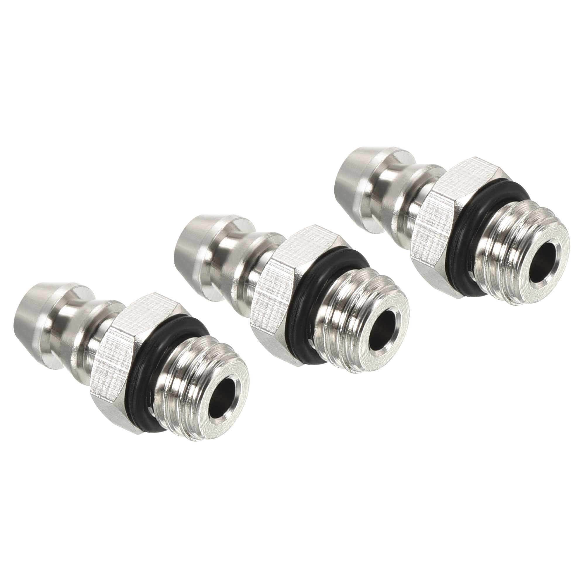 PATIKIL Hose Barb Fitting Straight 5mm Barbed M6x1 Male Thread, 3 Pack Electroplated Copper Mini Pipe Connector, Silver