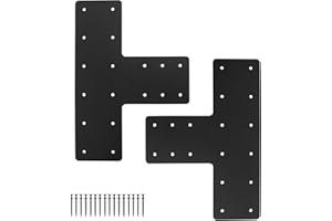 XZWMY T Post Bracket 2PCS,16.8"x12" Heavy DutyT Flat Mending Plate with Powder Coated Pergola Brackets,T Beam Bracket,T Truss Bracket,T Shape Post to Beam Connectors for Wood 6x6 Lumber…