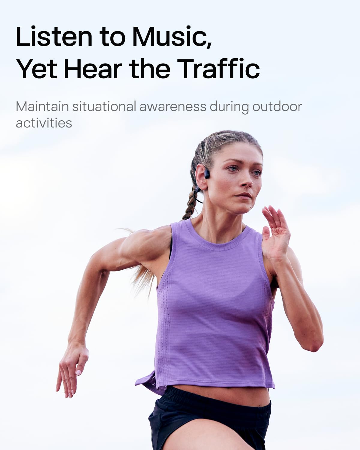 SHOKZ OpenRun Pro Mini- Open-Ear Bluetooth Bone Conduction Sport Headphones, Sweat Resistant Wireless Earphones for Workouts and Running with Premium Deep Base - Built-in Mic, with Hair Band, Black