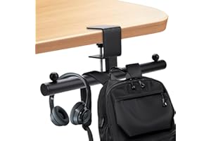 GELOBO Heavy-Duty Bag Hook for Desk or Table - Alloy 80lbs Capacity Backpack Holder, Purse Hook for Table & Handbag Hanger, Space-Saving Organizer for Classroom, School, Office Desk Accessories (Black)
