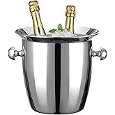 Ice Bucket, Large Ice Bucket for Parties, 5L Portable Stainless Steel Wine Buckets with Handle for Champagne, Beer, Cocktails, Indoor, Outdoor, Camping, Picnic(Silver)