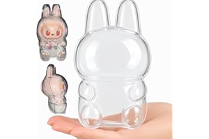 Howgoody Protective Case for Labubu Sitting Figure-Clear PVC Portable Storage Box with Keychain, Dustproof Scratch-Resistant Collector Display Compatible with Sitting Series (Figure Not Included)