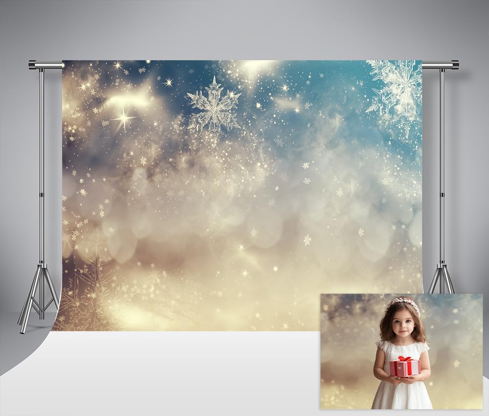 Kate Bokeh Photo Background 10x6.5ft/3x2m Merry Christmas Snowflake Backdrop for Photography Microfiber Washable Photocall Studio Fond