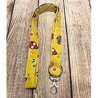 Yellow Ladybug Print, ID Lanyard, Keyfob