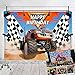 TJ Monster Truck Theme Photography Backdrops Baby Shower Boy Happy Birthday Party Decor Banner Grave Digger Speed Photo Background Studio Booth Props 7x5FT Vinyl