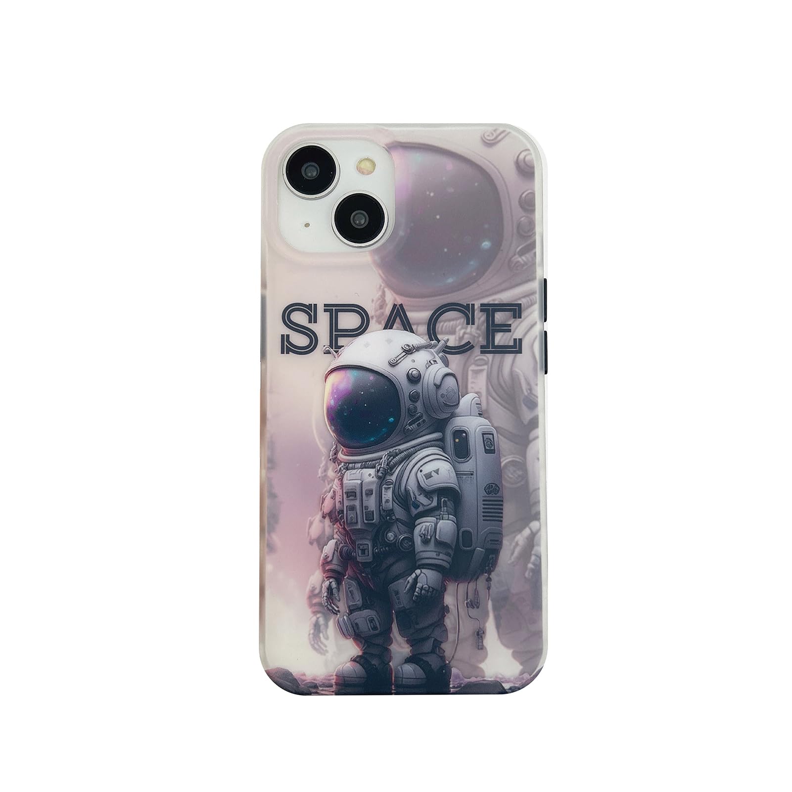 Yonds Queen for iPhone 14 Plus Cute Case, Cool Cartoon Astronaut Space Moon Design Stylish IMD Cover Bumper Shockproof Anti-Slip Protector Fashion Case (White Space, iPhone 14 Plus)