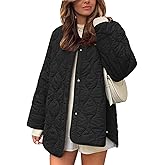 Flygo Women's Oversized Quilted Lightweight Jacket Button Down Puffer Padded Outerwear with Pocket