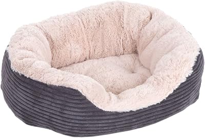 Rosewood Rosewood Jumbo Cord Plush Medium Pet Bed 62x60cm Grey Cream