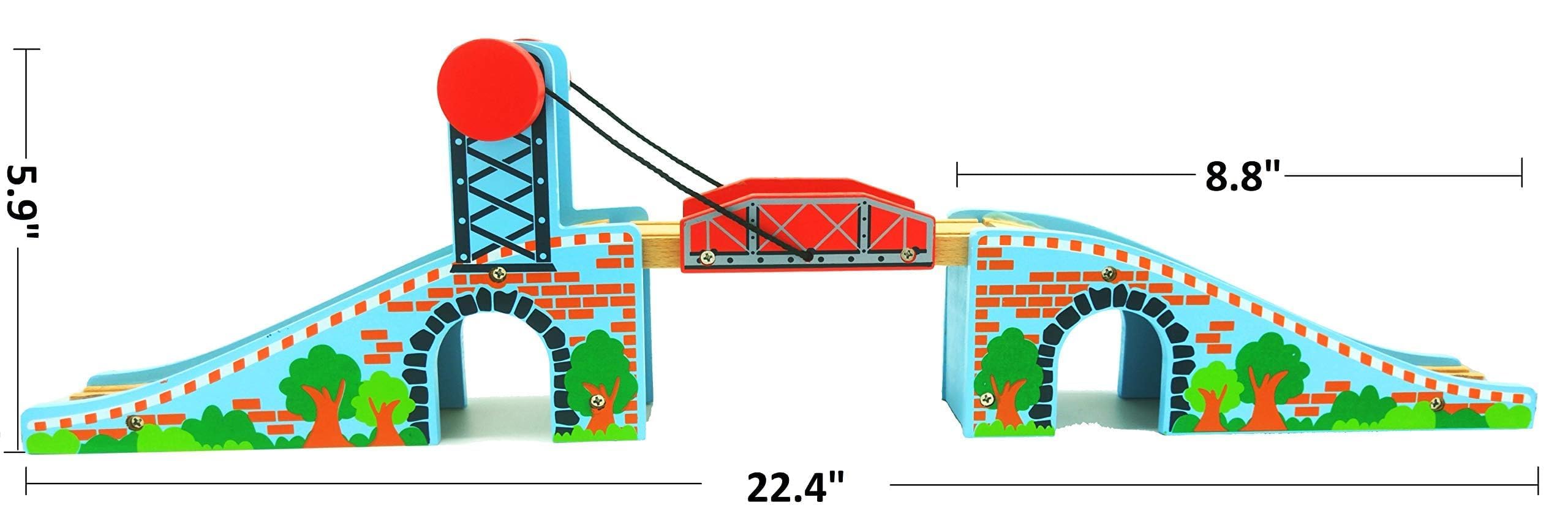 Z MAYABBO Wooden Train Tracks Accessories Wood Train Lifting Bridge for Railroad Tracks fits for All Railway Tracks