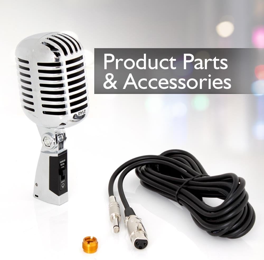 Classic Retro Dynamic Vocal Microphone - Old Vintage Style Unidirectional Cardioid Mic with XLR Cable - Universal Stand Compatible - Live Performance In Studio Recording - Pyle PDMICR42SL (Silver): Musical Instruments
