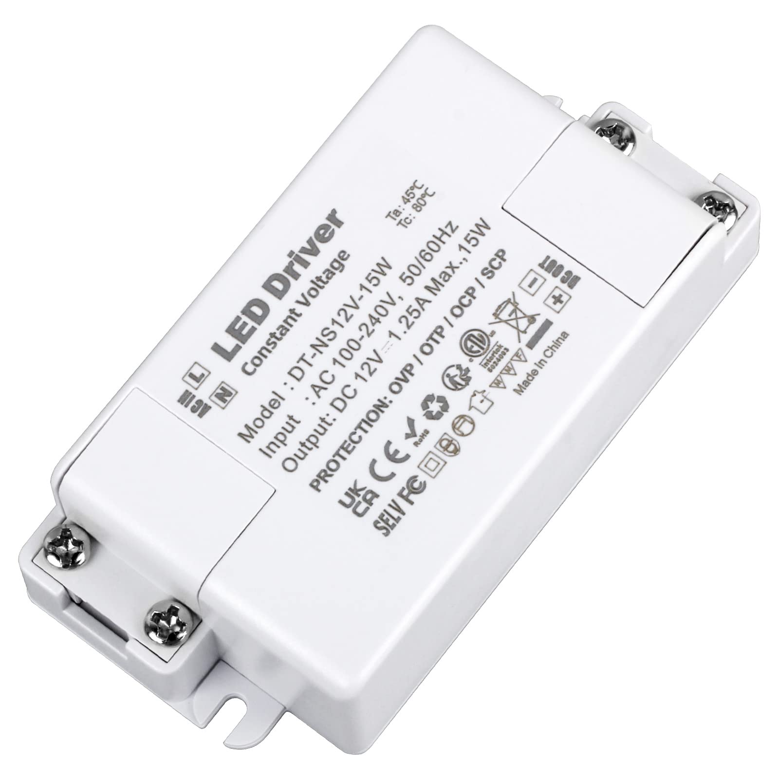 VARICART 12V 15W LED Driver, 240V to 12V DC 1.25A Constant Voltage Switching Power Supply for LED Cabinet Light Strip and Bulbs