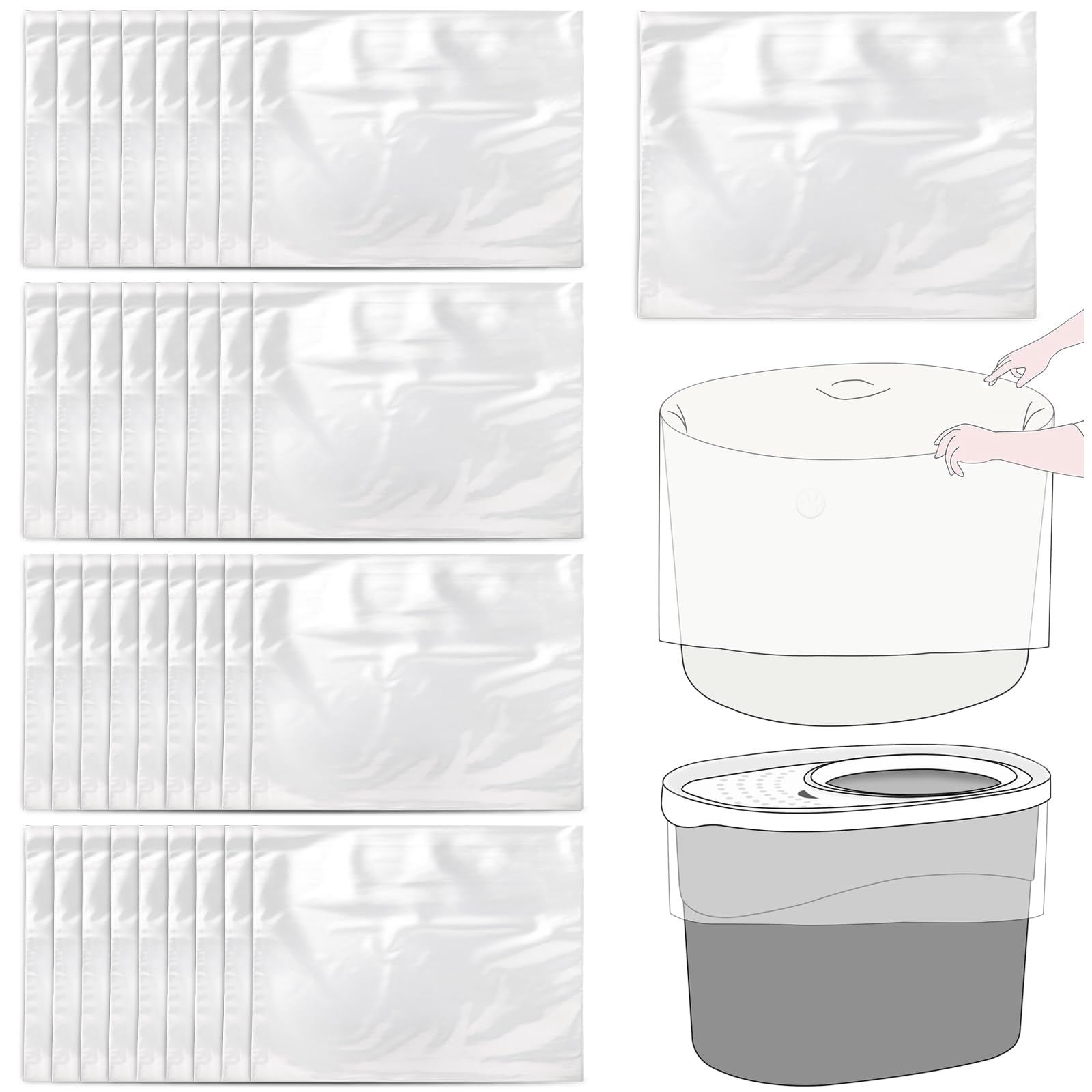 Photo 1 of 35 Count Cat Litter Box Liners Compatible with Iris Top Entry Litter Box,Tear-Resistance & Ease of Cleaning,Easy Installation for Most Top-Entry Litter Pan Models